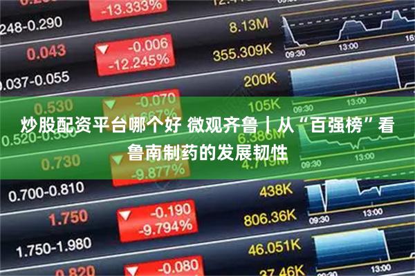 炒股配资平台哪个好 微观齐鲁｜从“百强榜”看鲁南制药的发展韧性
